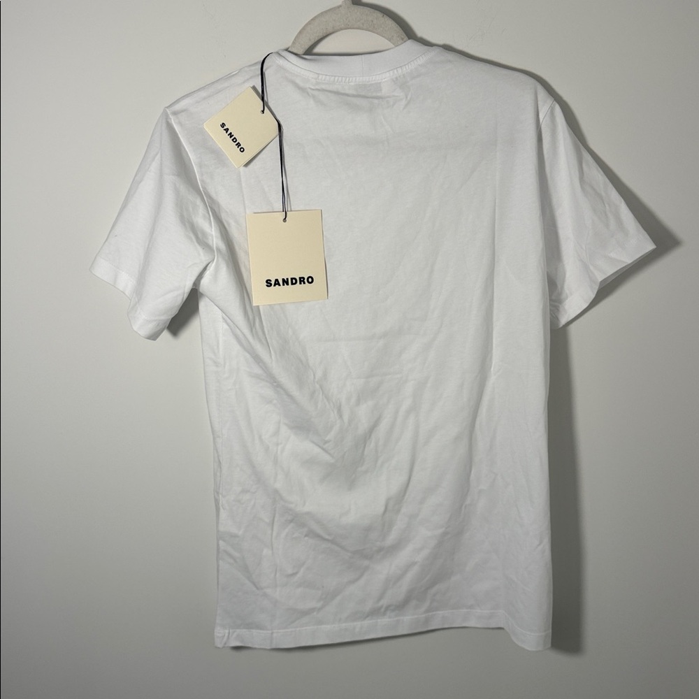 NWT Sandro White Short Sleeve Men's Cotton Tee Size extra Small - Picture 3 of 8